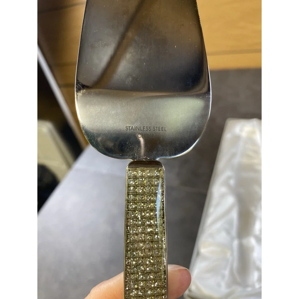 Wedding cake knife/server set-Rhinestones.new Open Box